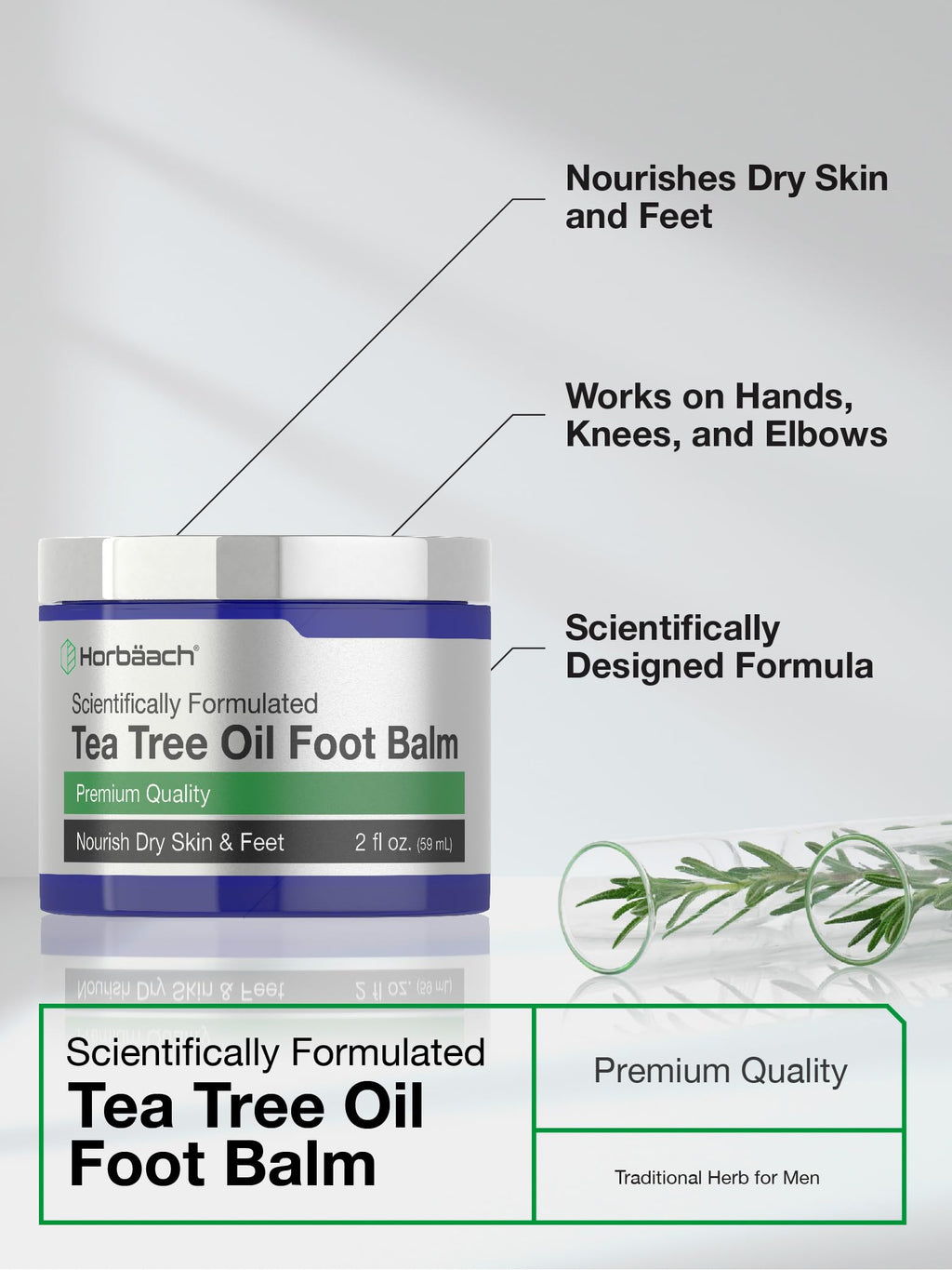 Tea Tree Oil Foot Balm | 2 oz | Moisturizes and Nourishes Dry Skin & Feet | Scientifically HorbäachBuy Supplements Australia