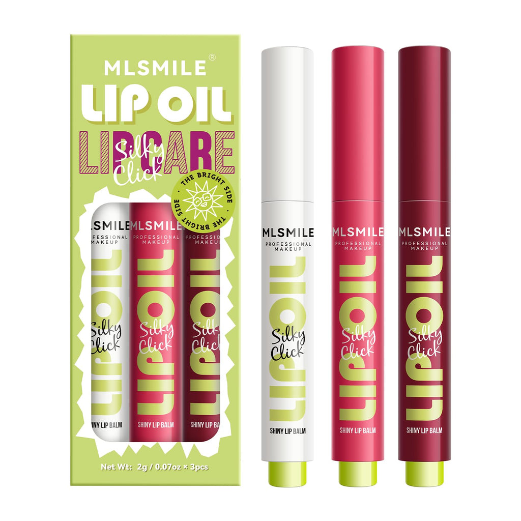MLSMILE 3 Colors Fat Lip Oil Click Slick,Press Lipstick Set,Moisturizing Lip Balm,High Pigment Glow Lip Oil,Long-lasting,Pigmented Vegan,Lightweight and Glossy Lip Plumper with Coconut Oil-Set A MLSMILEBuy Supplements Australia