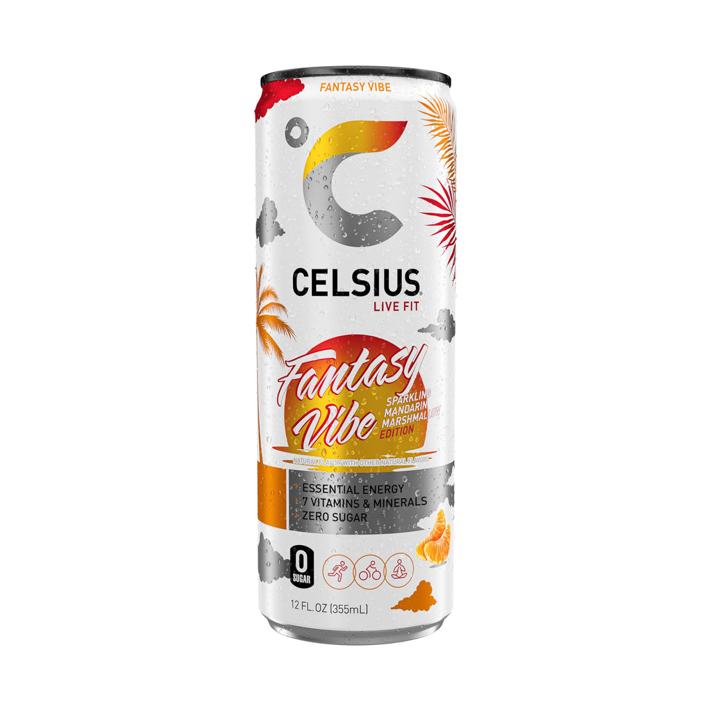 CELSIUS Sparkling Fantasy Vibe, Functional Essential Energy Drink, 12 Fl Oz (Pack of 12) CELSIUSBuy Supplements Australia