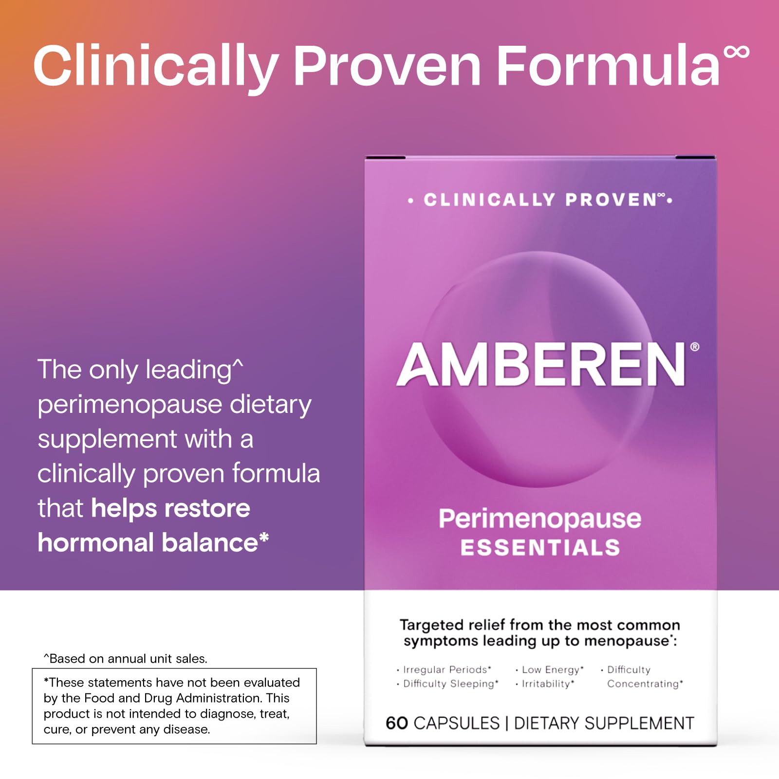 Amberen Perimenopause, Peri-Menopause Multi-Symptom Relief, Vitamin B, Vitamin E & Antioxidants Supplement, Clinically Shown to Help Support Hormone Balance, Hot Flashes & Night Sweats, 60 Count AmberenBuy Supplements Australia