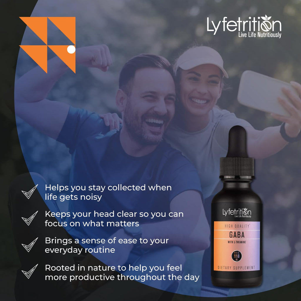 Lyfetrition GABA with L-Theanine, Ginkgo Biloba (Salisburia biloba) Extract, Organic Peruvian MACA Root (Lepidium meyenii) Extract, 118 ml, 4 FL Oz Liquid, 220 Servings, Made in USA, Quick Absorption Lyfetrition buy supplements Au