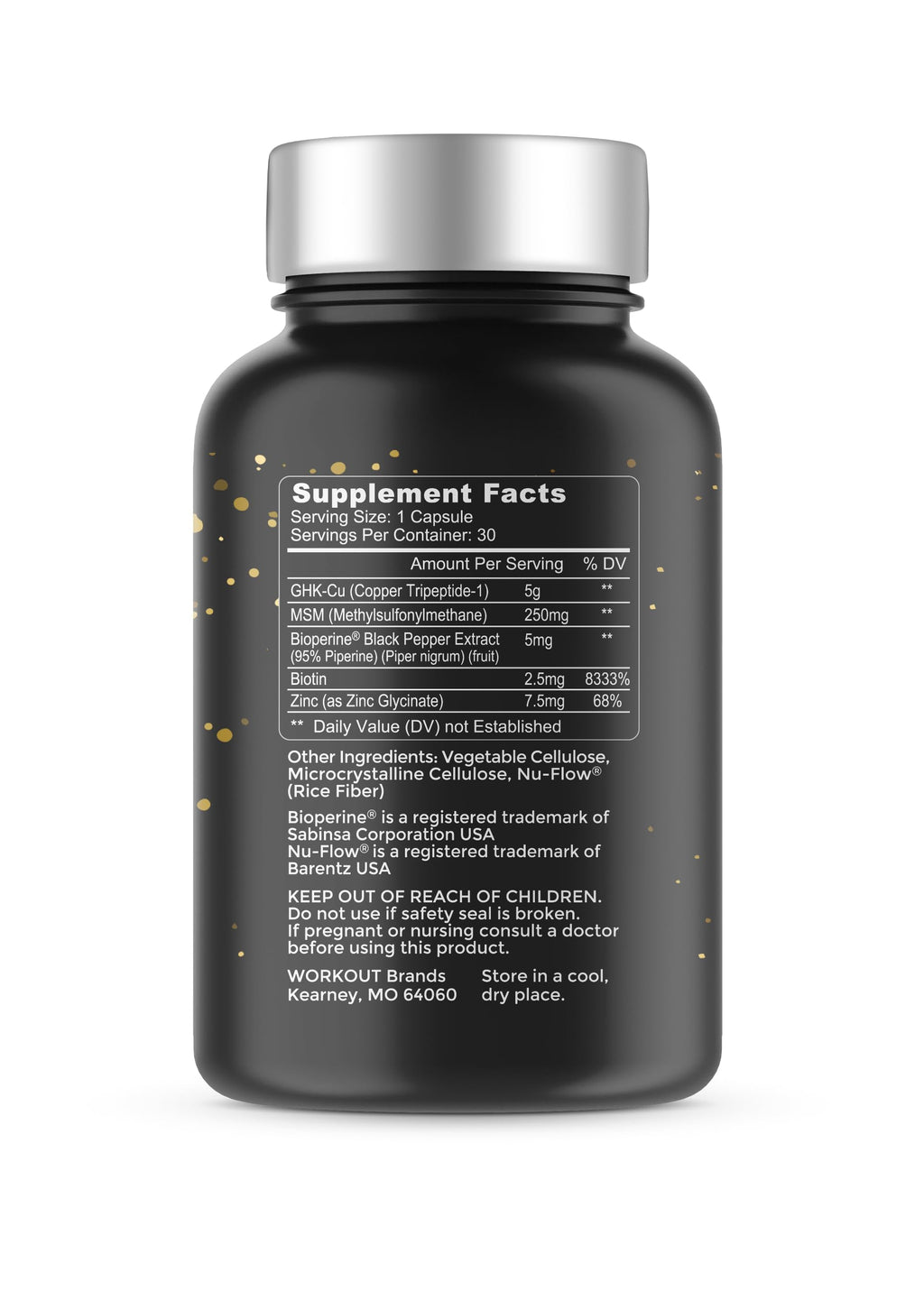 TheaWell GHK-Cu Copper Tripeptide-1, 5mg with MSM, Biotin, Zinc, Bioperine Black Pepper Extract, Dermal Regeneration, Hair Skin and Nails Support, 30 Vegan Capsules, Made in USA TheaWellBuy Supplements Australia