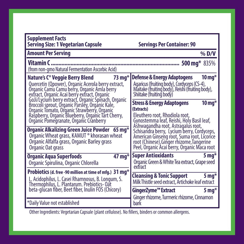 Paradise Herbs Earth's Blend Vitamin C with Nature's C and Adaptogens, Superfoods Base of Probiotics & Organic Alkalizing Greens, 90 Vegetarian Capsules Paradise HerbsBuy Supplements Australia