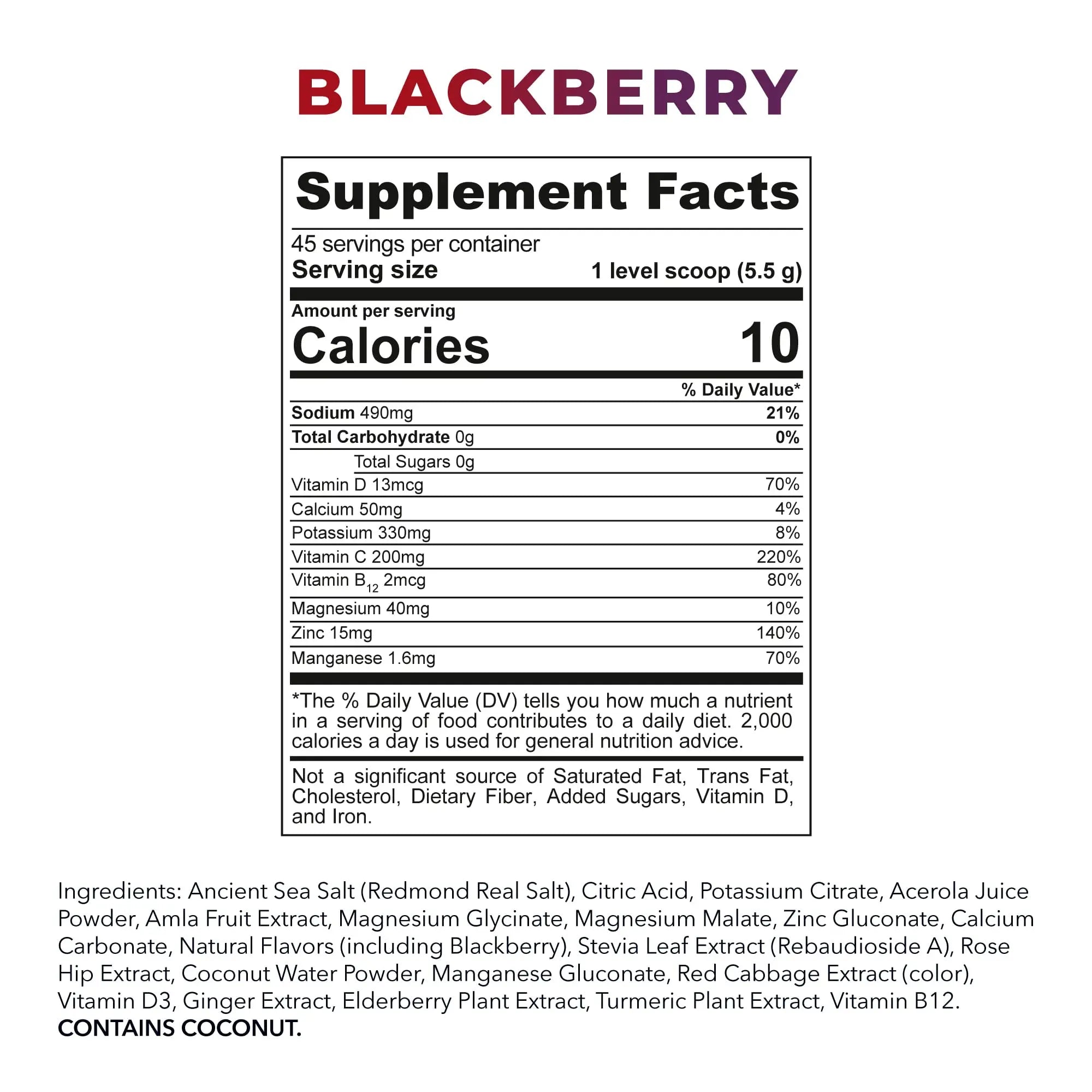 REDMOND Re-Lyte Immunity, Multivitamin Supplement Mix (BlackBerry) REDMOND