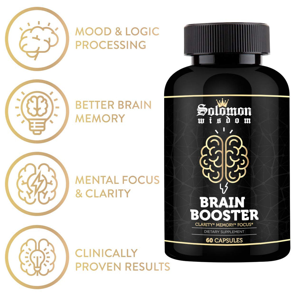 SOLOMON WISDOM Brain Booster – Nootropic Dietary Supplement for Memory Boost – 60 All-Natural Capsules to Enhance Focus & Improve Concentration & Clarity SOLOMON WISDOMBuy Supplements Australia