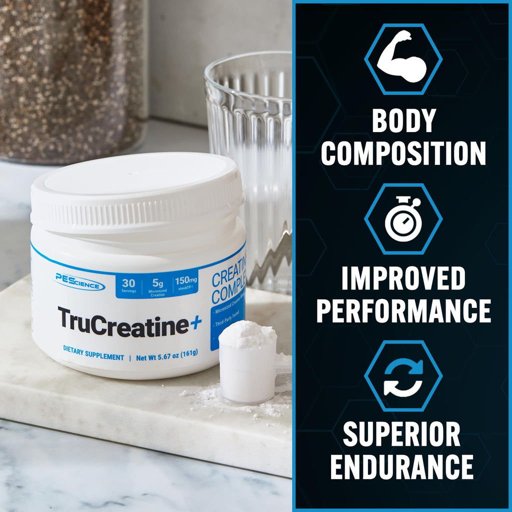 PEScience TruCreatine+ Creatine Monohydrate Powder Plus Epicatechin, Micronized Creapure Creatine for Women & Men, Supports Muscle Growth, Strength & Recovery, Cognition, 30 Servings, Unflavored PEScienceBuy Supplements Australia