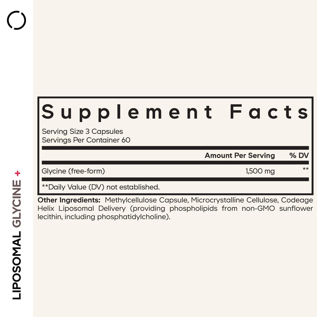 Codeage Liposomal Glycine+ Supplement - Free-Form Glycine 1,500 mg with Liposomal Delivery - 2-Month Supply - Amino Acid Capsules - Protein Support - Glycine Vitamins - 180 Capsules CodeageBuy Supplements Australia