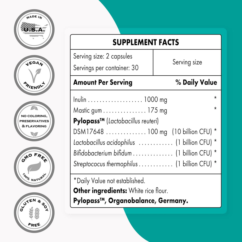Supersmart - H. Pylori Fight Advanced Formula (Mastic Gum, Probiotics & Prebiotic) SupersmartBuy Supplements Australia