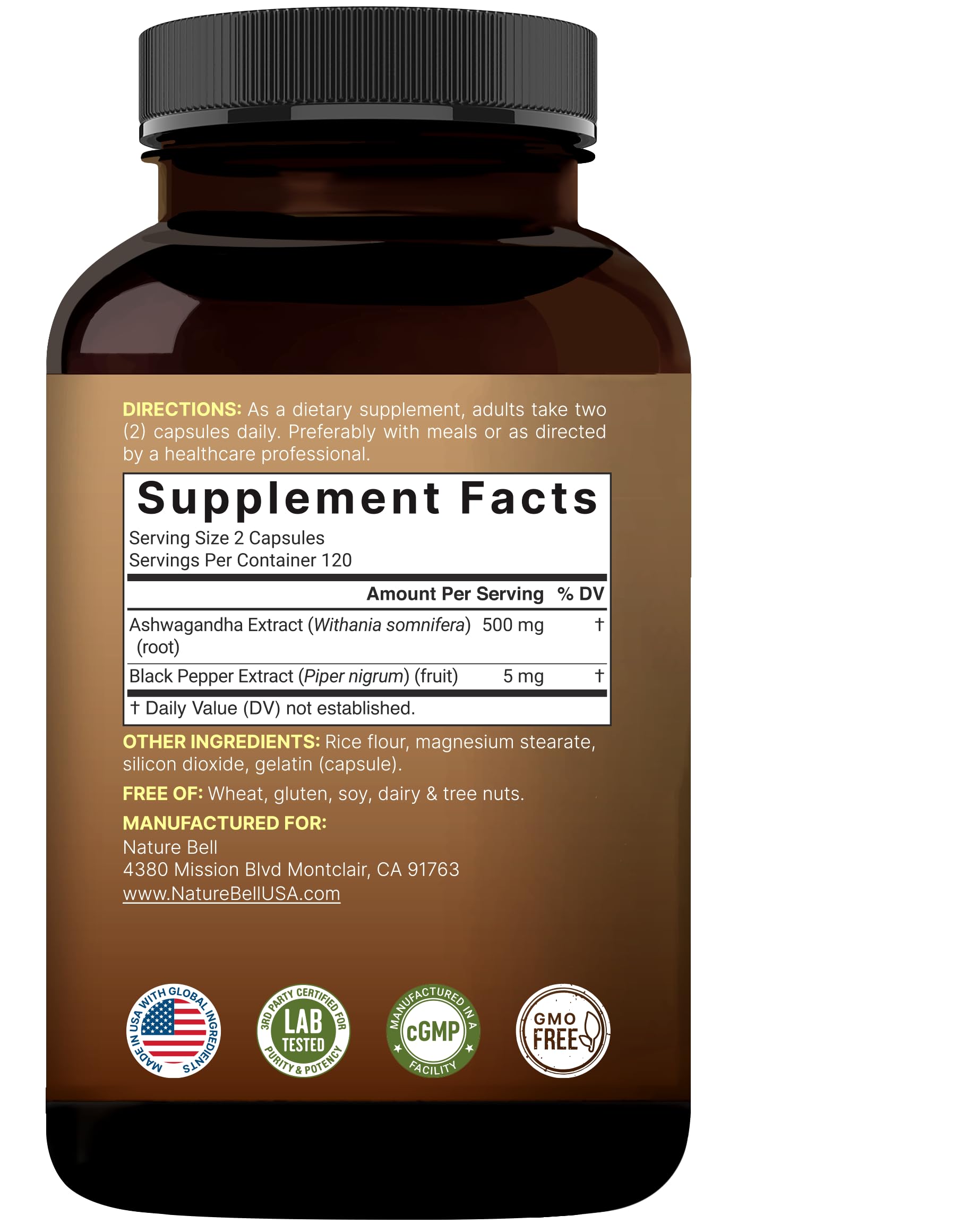 NatureBell Ashwagandha Root with Black Pepper Extract - 240 Capsules - High Strength Adaptogen for Calmness, Relaxation & Immune Support* NatureBellBuy Supplements Australia