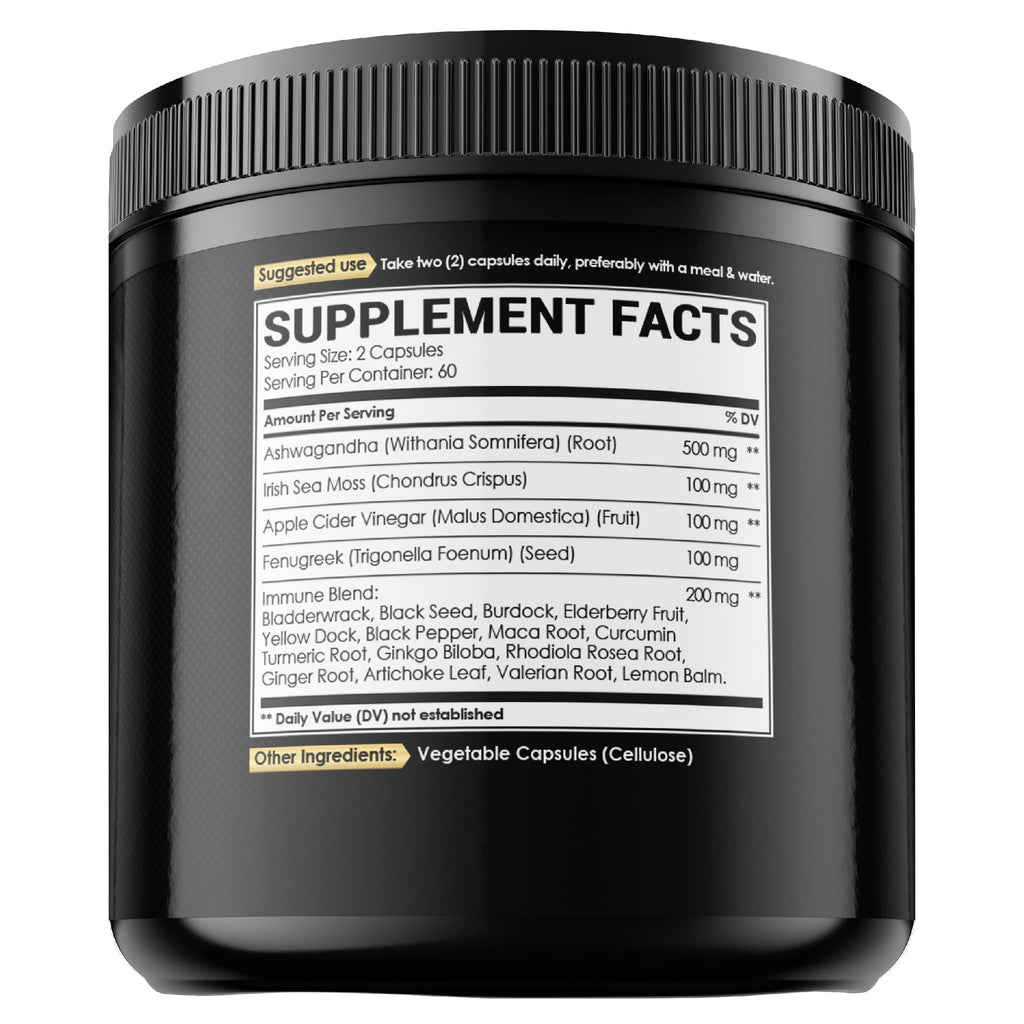NUQIIT Organic Ashwangdha Capsules 15000mg Irish Sea Moss Apple Cider Vinegar & More - Support Brain Health, Strength & Immune System - 120 Vegan Capsules NUQIIT buy supplements Au