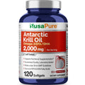 NusaPure Antarctic Krill Oil 2000 mg 120 Softgels, Omega-3 EPA 360mg, DHA 240mg, Soyfree Astaxanthin Supplement Sourced from Krill 800ppm NusaPureBuy Supplements Australia