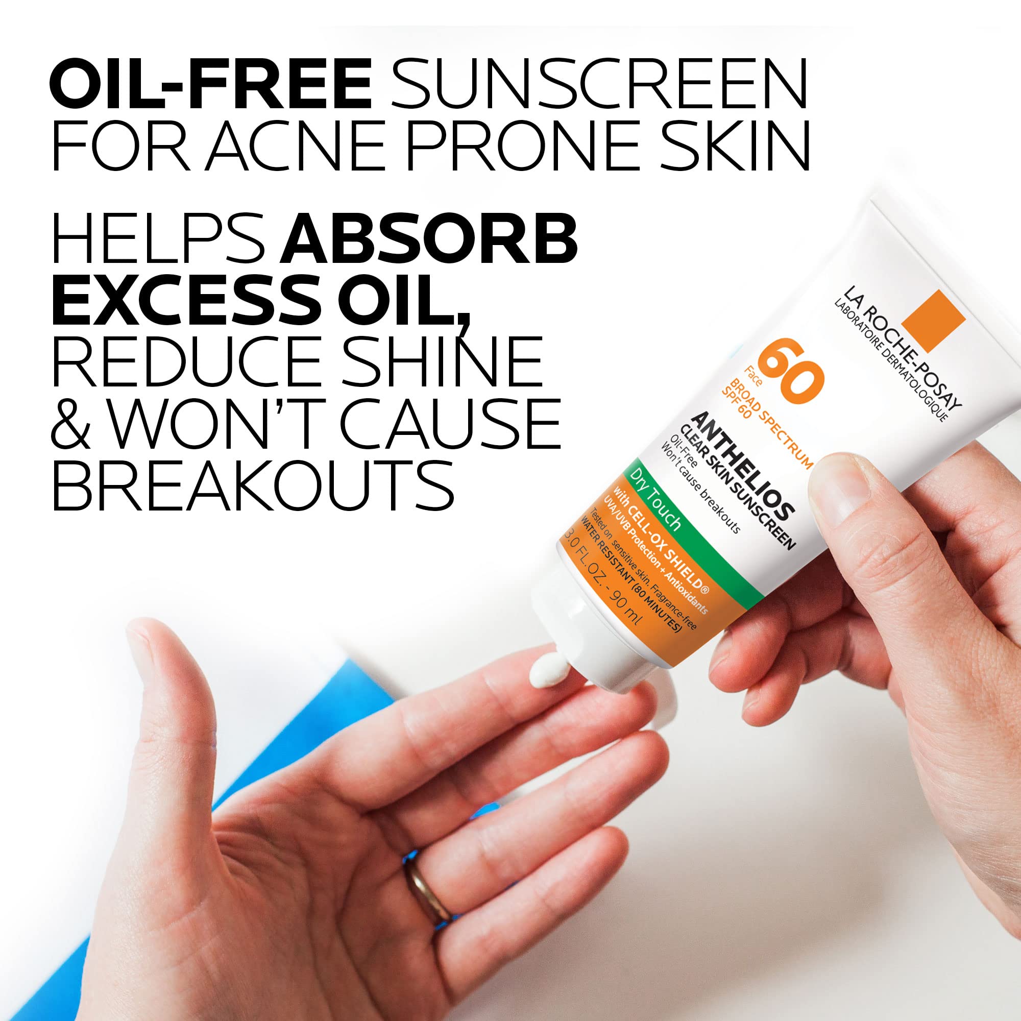 La Roche-Posay Anthelios Clear Skin Sunscreen Dry Touch SPF 60, Oil Free Sunscreen For Face, Oil Absorbing, Broad Spectrum SPF