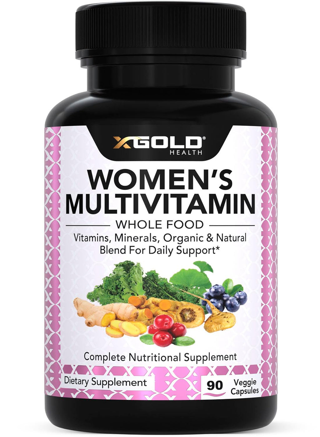 Vegan Women's Daily Multivitamin 50 Plus with Organic WholeFood Based Natural Ingredients, Ginger, Maca, Multi-Vitamin B Complex & More X Gold HealthBuy Supplements Australia