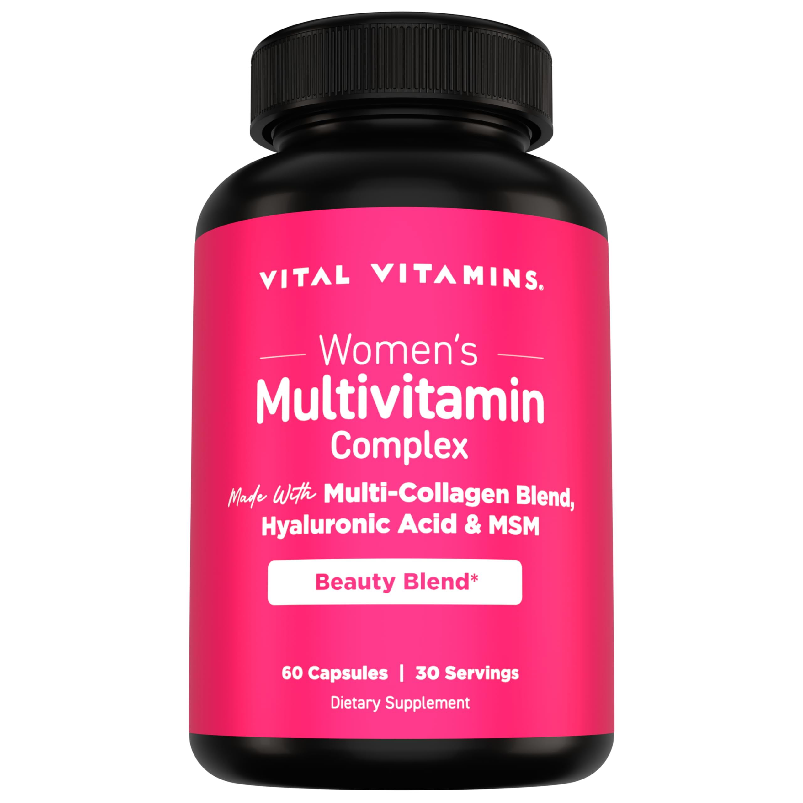 Vital Vitamins Women's Multivitamin Complex - Made with Multi-Collagen Blend, Hyaluronic Acid, & MSM - Beauty Multivitamins - with Vitamin A, C, E, B6, B12, D3-60 Capsules Vital VitaminsBuy Supplements Australia