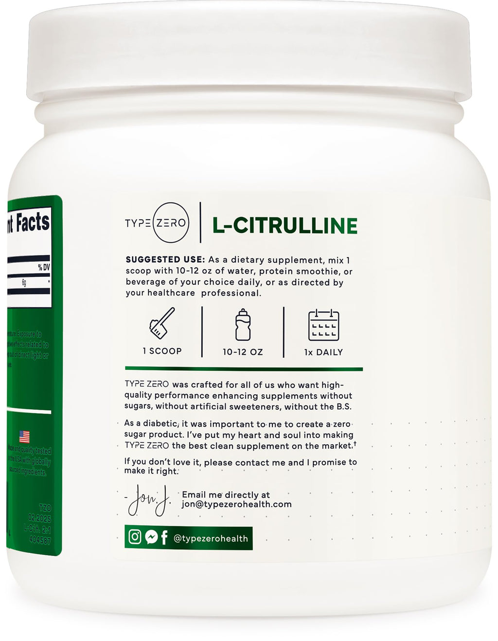 Type Zero Clean L-Citrulline Malate 2:1 Powder Drink Mix (500g, Unflavored) (83 Servings) - Keto Friendly, Gluten Free, Non-GMO Type ZeroBuy Supplements Australia