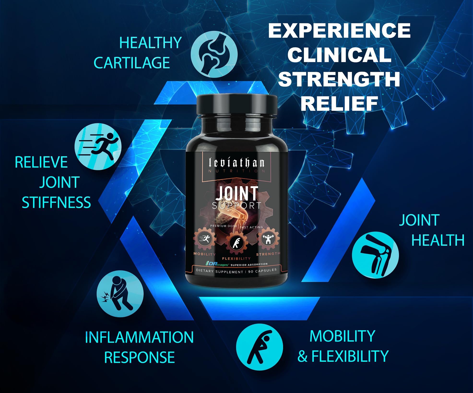 Leviathan Nutrition Joint Support | Helps Repair & Restore Joints for Comfort Mobility, Flexibility, Strength & Joint Health with Boswellia for Hands Back Knee and Joints for Men & Women - 90 Capsules Leviathan NutritionBuy Supplements Australia