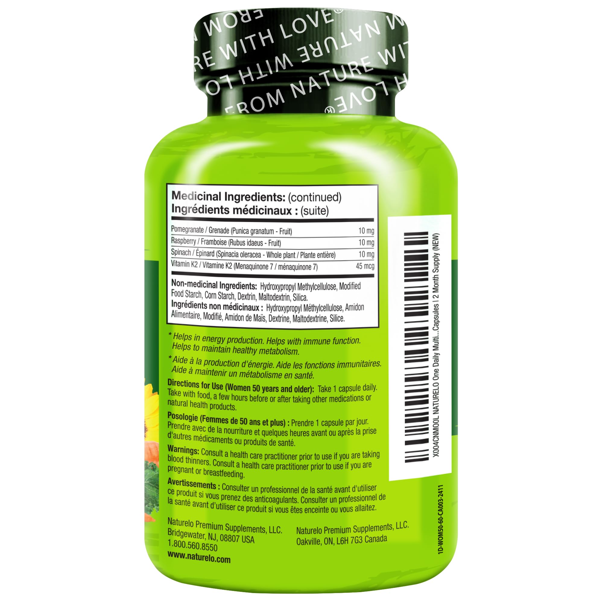 NATURELO One Daily Multivitamin for Women 50+ (Iron Free) - Menopause Support for Women Over 50 - Whole Food Supplement - Non-GMO - No Soy - 60 Capsules - 2 Month Supply NATURELOBuy Supplements Australia