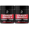 Two bottles of Deditca Soursop Graviola dietary supplement with black and red labels on a white background.