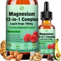 Two bottles of magnesium supplement with ingredients on a white background