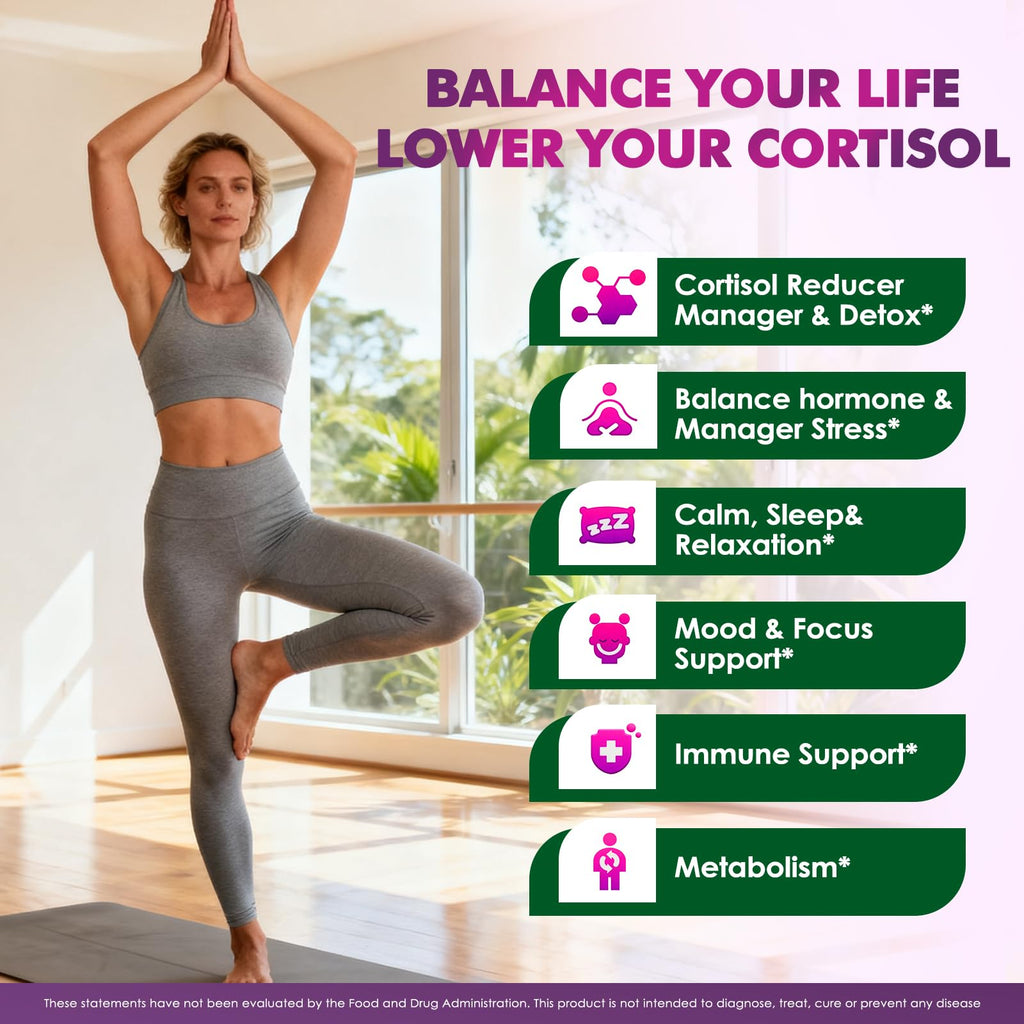 JUYIHEAL Cortisol Supplements, 10 in 1 Cortisol Detox Manager Reducer Hormone Balance Liquid Drops with Ashwagandha, Magnesium, L-theanine JUYIHEALBuy Supplements Australia