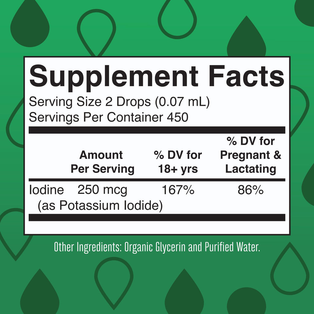 MaryRuth Organics Iodine Liquid Drops | Potassium Iodide | 1 Year Supply | 450 Servings | Thyroid Health | USDA Organic|