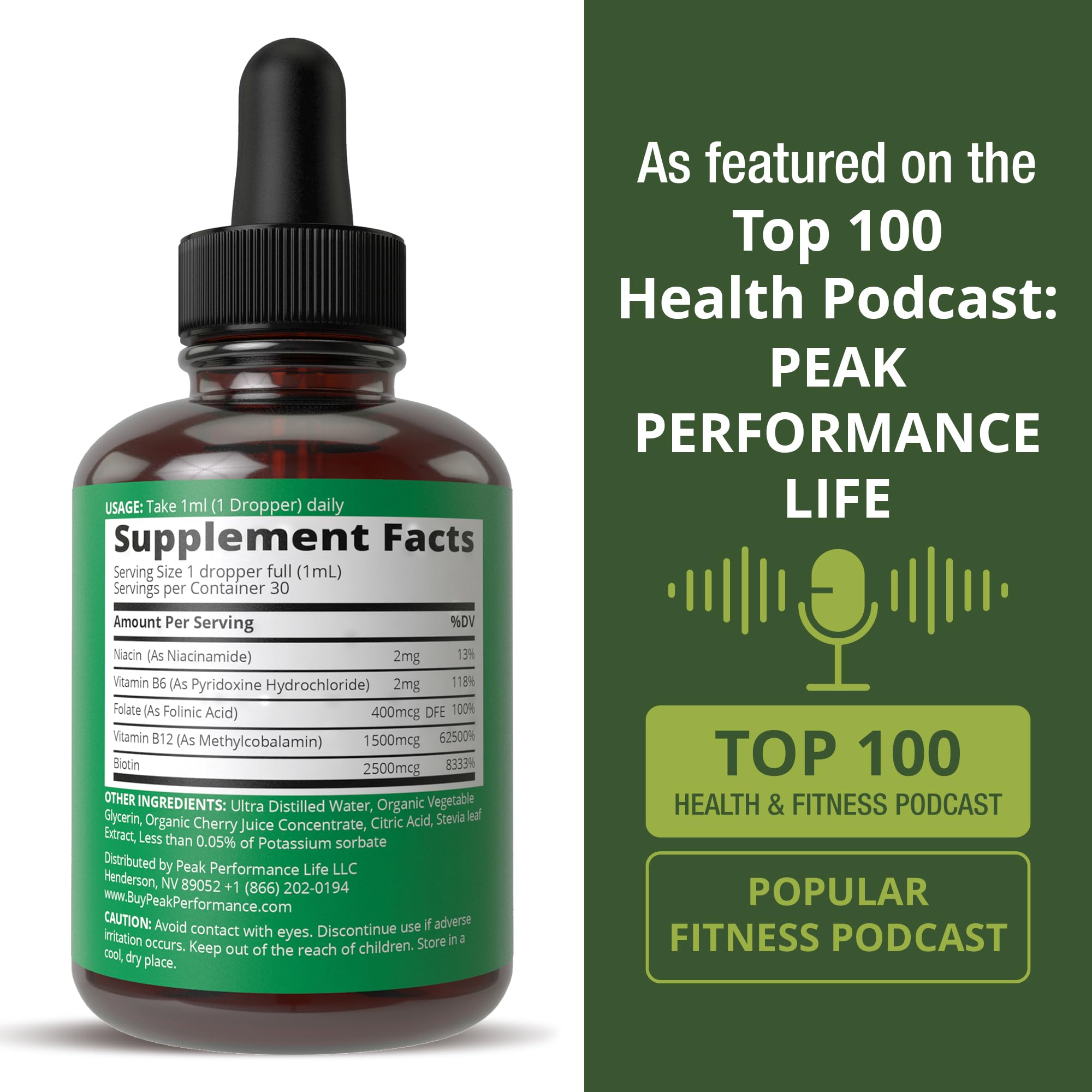 B Complex Liquid Drops Vegan Supplement. Best 5 B Vitamins with B3 Niacin, B6, B7 Biotin, B9 Folate, Methylcobalamin B12. B-Complex for Hair, Skin Nails, Energy. for Adults, Men, Women Peak PerformanceBuy Supplements Australia