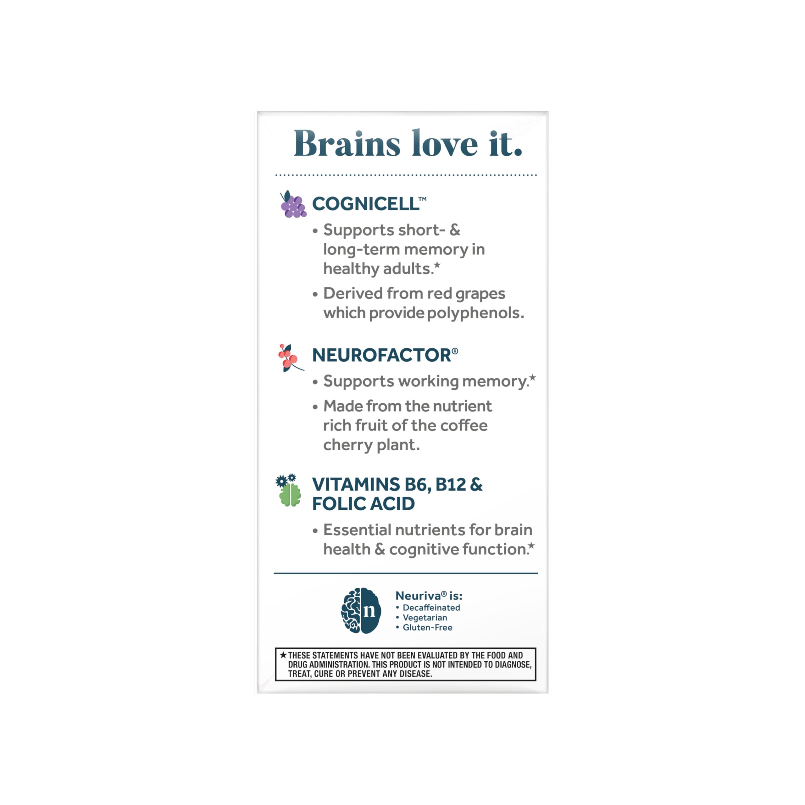 NEURIVA Memory 3D Brain Supplement - Decaffeinated Nootropic Capsules for Memory, Focus, & Cognitive Function - Short Term, Long Term, & Working Memory Support - 50ct NEURIVABuy Supplements Australia