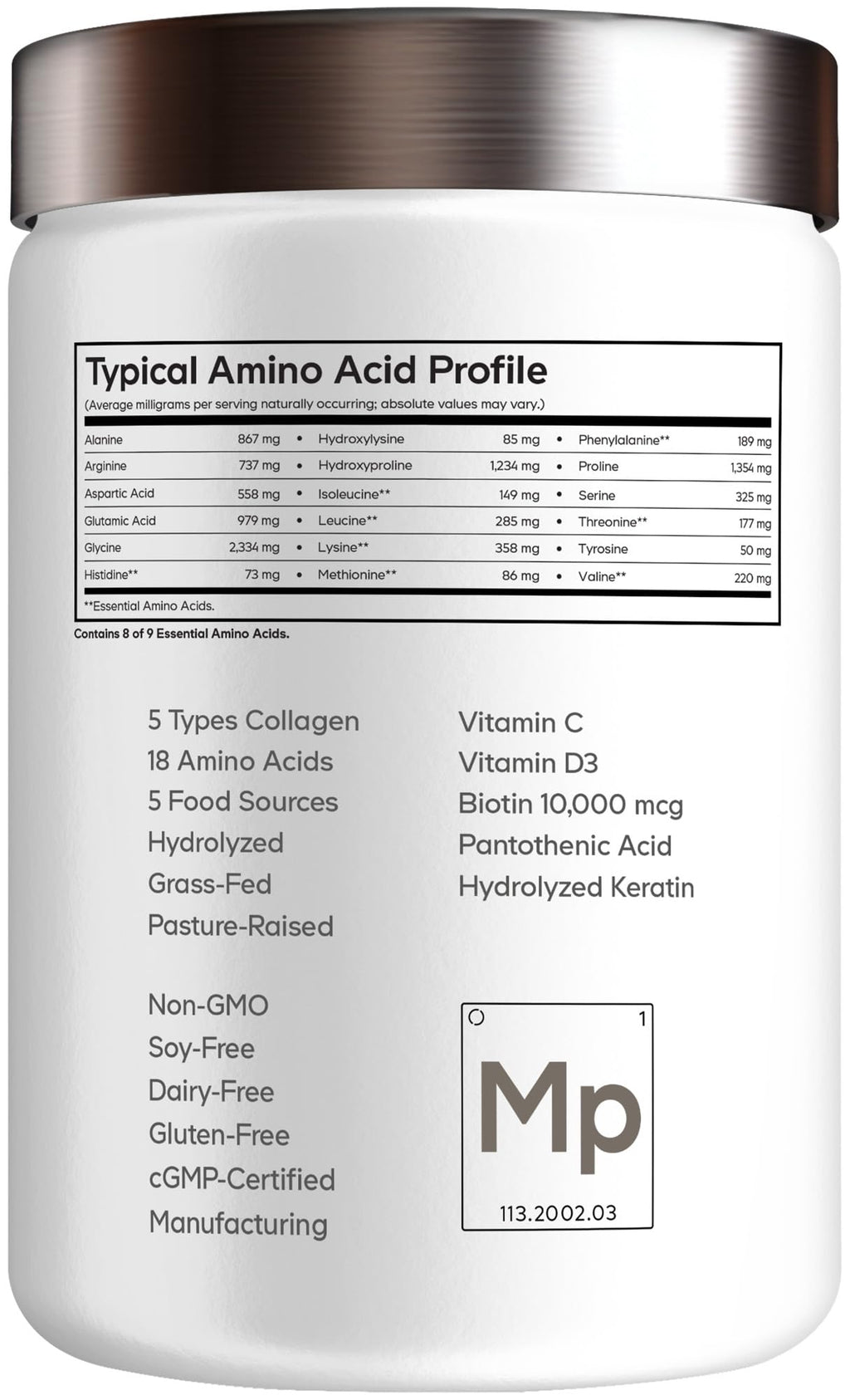Codeage Multi Collagen for Women & Men Biotin 10000mcg Keratin, Protein Powder Vitamin C B6 D3, Hyaluronic Acid, Niacin - Hydrolyzed Collagen Coffee Creamer 5 Types - Unflavored - Non-GMO - 11.5oz CodeageBuy Supplements Australia