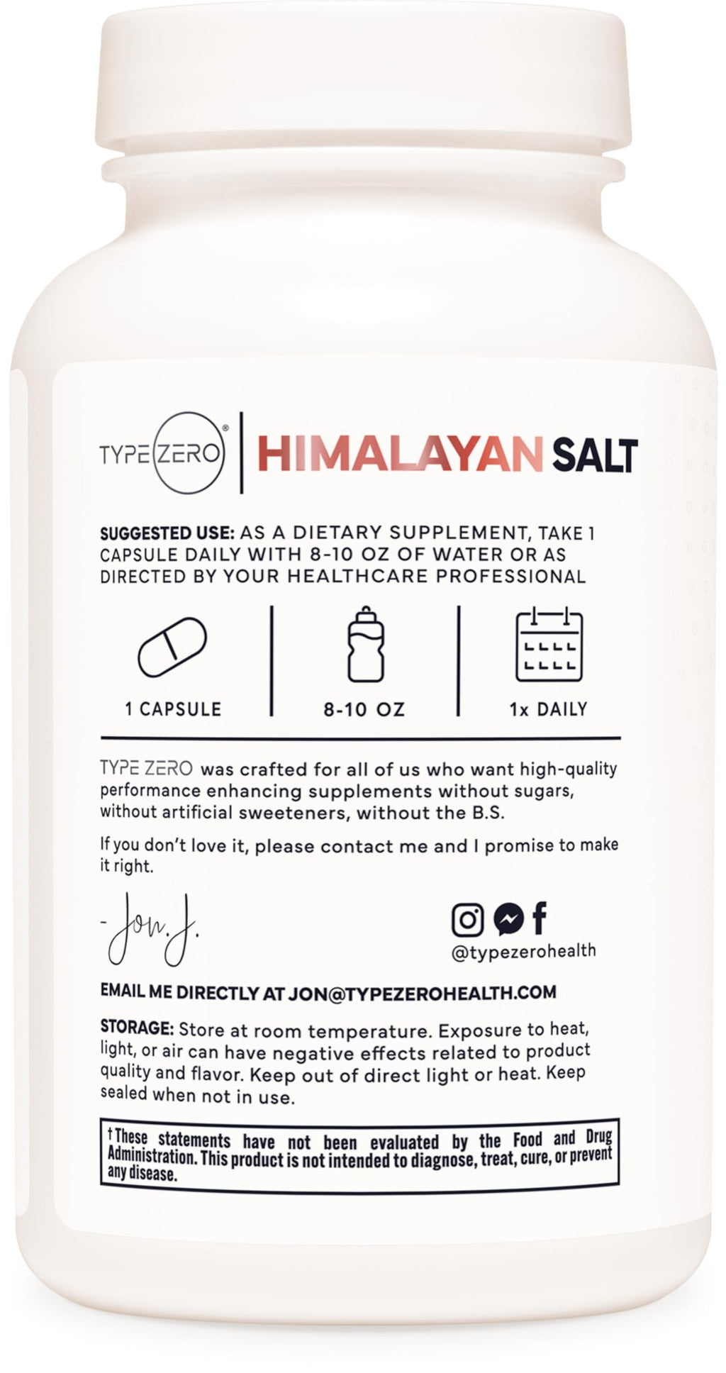 Type Zero Himalayan Rock Salt Capsules (120 Capsules) (1000mg per Serving) Type ZeroBuy Supplements Australia