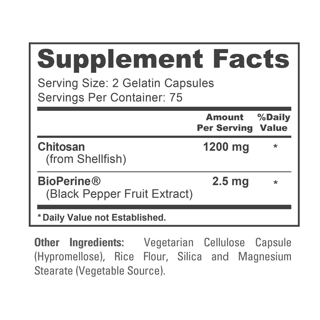 NusaPure Chitosan 1200mg 150 Caps (Non-GMO & Soyfree) with Bioperine NusaPureBuy Supplements Australia