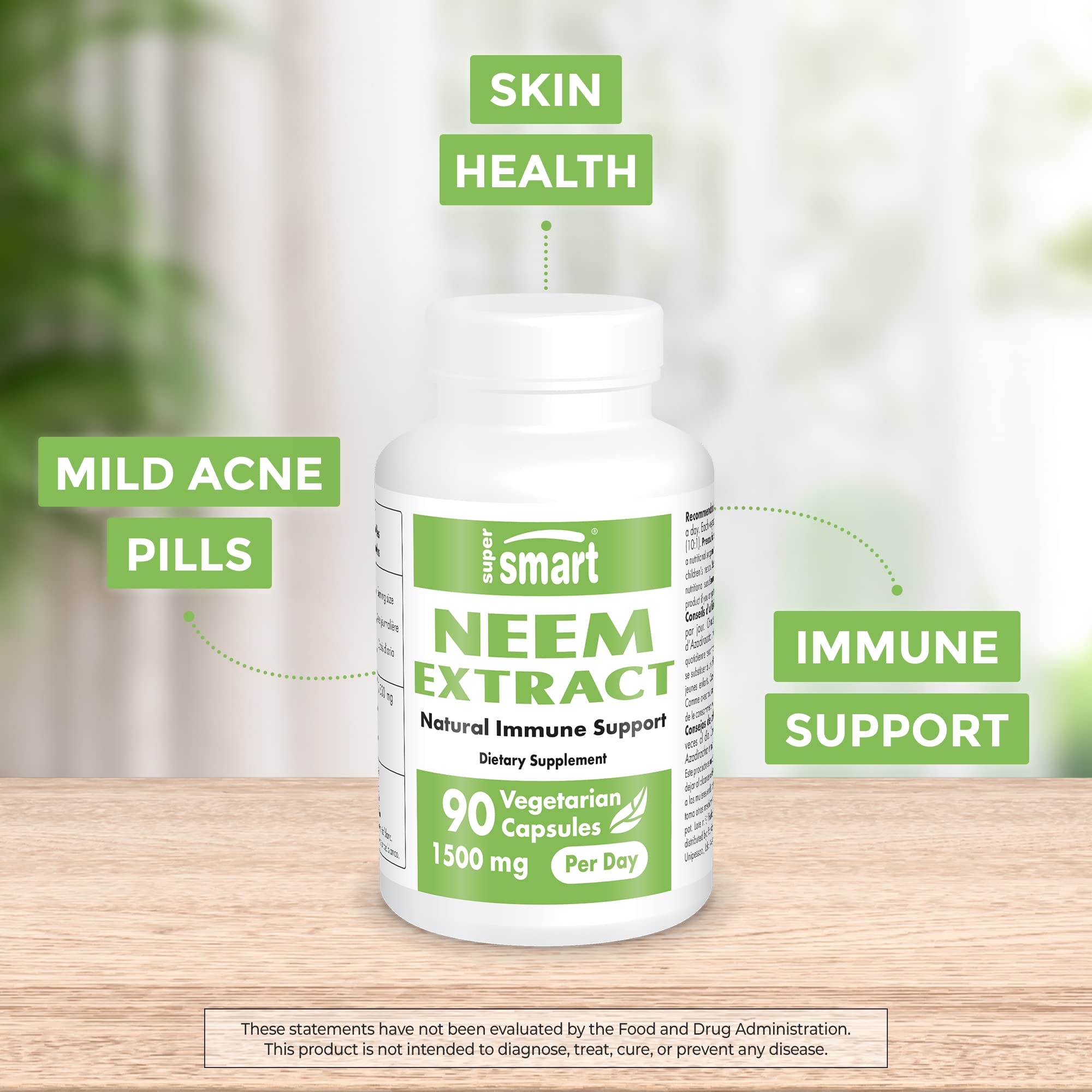 Supersmart - Neem Supplement 1500 mg per Day (Azadirachta Indica Leaf Oil Extract) SupersmartBuy Supplements Australia
