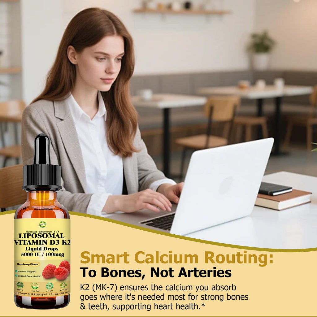 Liquid Vitamin D3 K2 Drops with Calcium Magnesium Omega3, High Potency 5-in-1 D3 K2 Vitamin 5000 IU Supplement for Bone Health, Heart Teeth & Immue, Ultra High Absorption Liposomal D3K2 Plant-Based JUIWEFKKBuy Supplements Australia