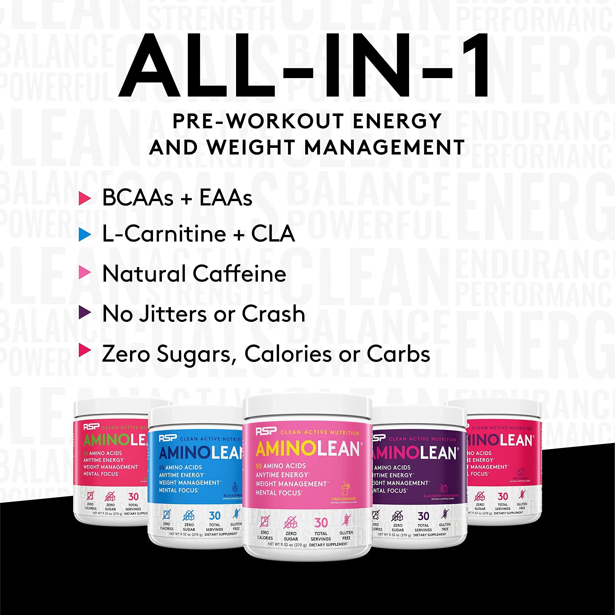 RSP NUTRITION AminoLean Pre Workout Energy (Pink Lemonade 30 Servings) with AminoLean Recovery Post Workout Boost (Blood Orange 30 Servings)