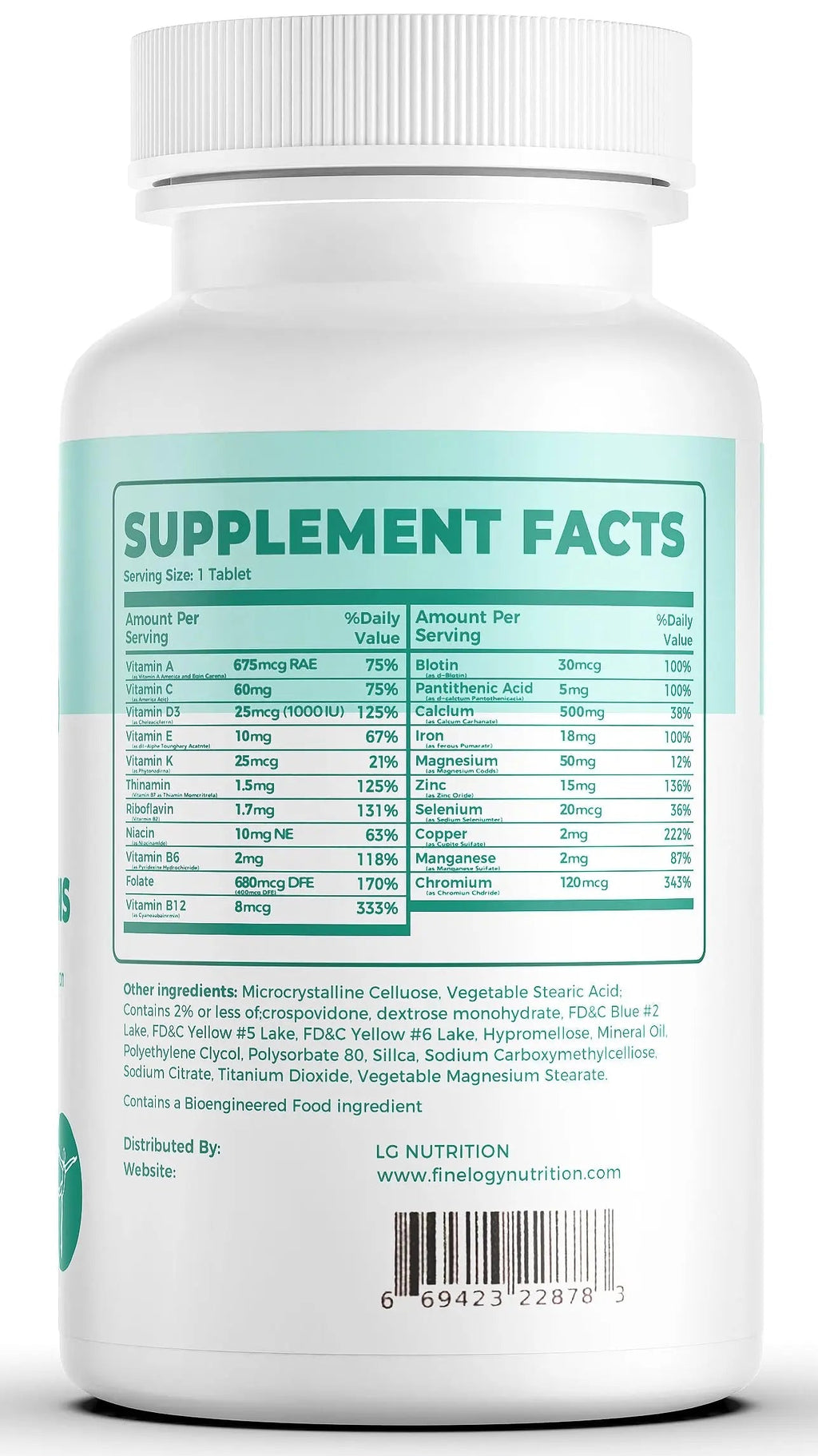 finelogy Womens Multivitamin - Essential Nutrients with Iron, Vitamins A, C, D3, K, B6 and B12 Supplements for Women’s Health, Energy Hair Skin & Nails finelogyBuy Supplements Australia