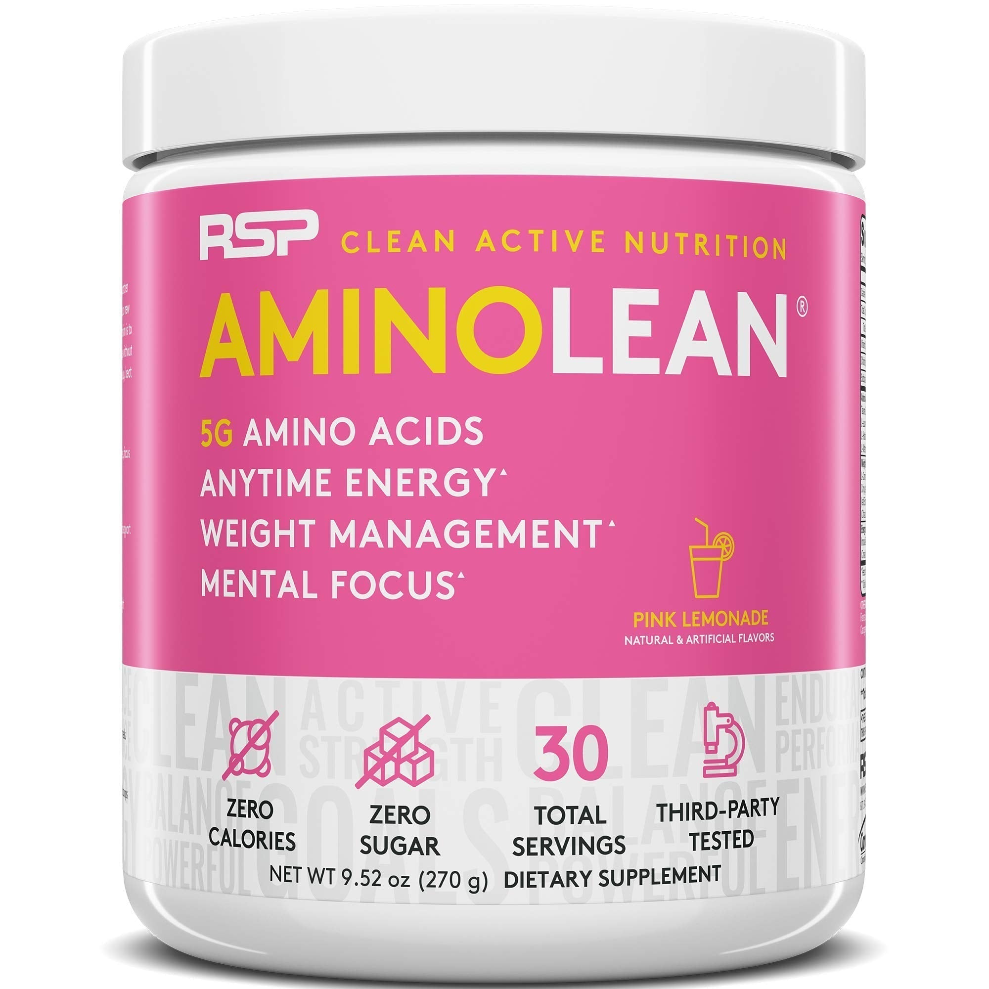 RSP NUTRITION AminoLean Pre Workout Energy (Pink Lemonade 30 Servings) with AminoLean Recovery Post Workout Boost (Tropical Island Punch 30 Servings)