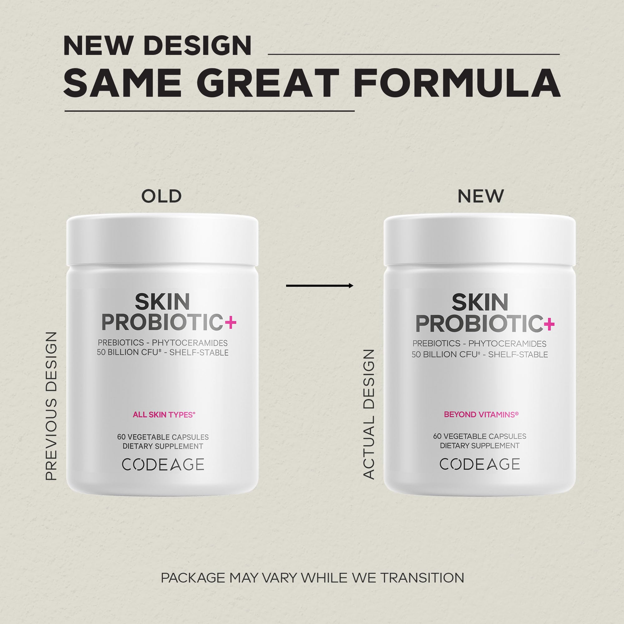 Codeage Skin Probiotics + Prebiotics - Skin Care Routine Supplement - 50 Billion CFU - Ayurvedic Botanical Herbs - Face Probiotics - Shelf Stable Cleanser, Non-GMO, Vegan - 60 Capsules CodeageBuy Supplements Australia