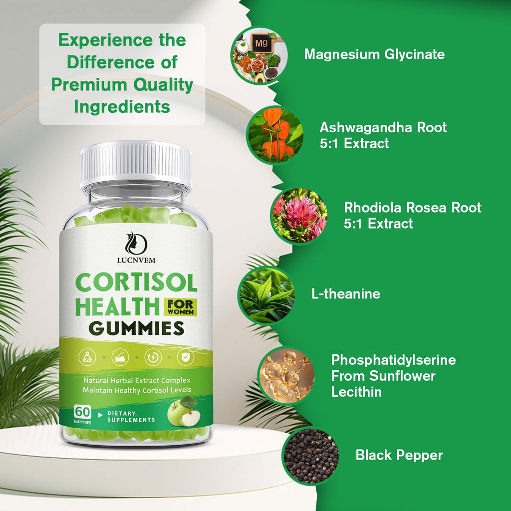 Cortisol Detox for Women Gummies, Cortisol Reducer Detox Manager, Magnesium Ashwagandha Rhodiola Rosea Herbal Complex for Mood/Focus & Sleep, Maintain Healthy Cortisol Levels - 30 Day Vegan Supply LUCNVEMBuy Supplements Australia