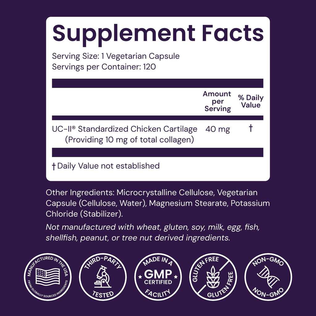 Healthy Origins UC-II 40 mg (Undenatured Type II Collagen, Non-GMO, Gluten Free, Joint Support), 120 Veggie Caps Healthy OriginsBuy Supplements Australia