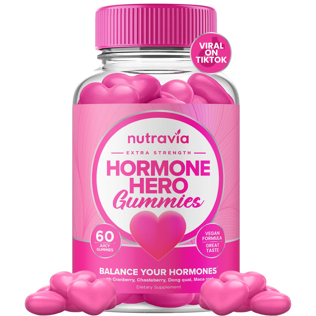 Hormone Balance For Women Gummies + PMS Relief Supplement - Supports Mood Swings, Clear Skin, Reduced Cramps and Bloating - Hormonal PMS Gummies PCOS Vitamin with Cranberry, Dong Quai (60 Gummies) NutraviaBuy Supplements Australia