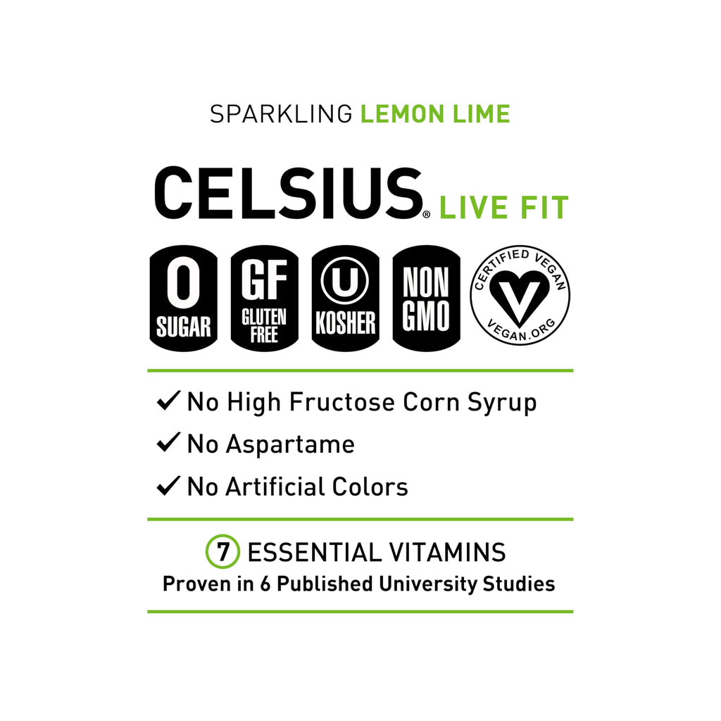 CELSIUS Sparkling Lemon Lime, Functional Essential Energy Drink, 12 Fl Oz (Pack of 12) CELSIUSBuy Supplements Australia
