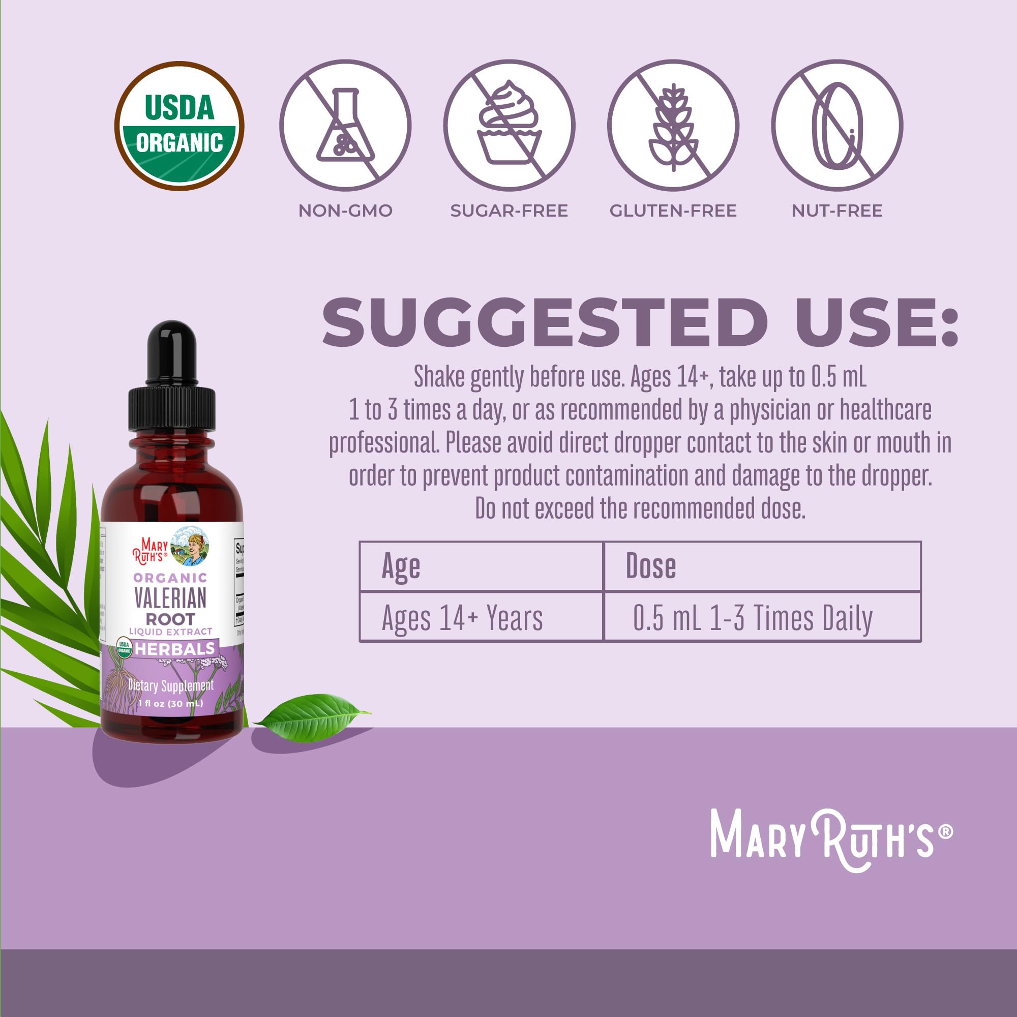 MaryRuth Organics Valerian Root Liquid Drops | 2 Month Supply | Sugar Free | USDA Organic Valerian Root Drops | Support Sleep | Calm and Stress Relief | Vegan | Non-GMO | Gluten Free | 60 Servings MARYRUTH'SBuy Supplements Australia