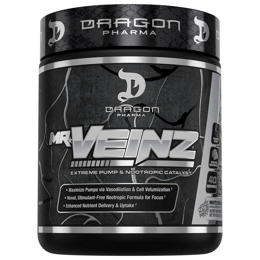 DRAGON PHARMA Mr. Veinz Stim Free Pre-Workout, Extreme Pump & Nootropic Catalyst