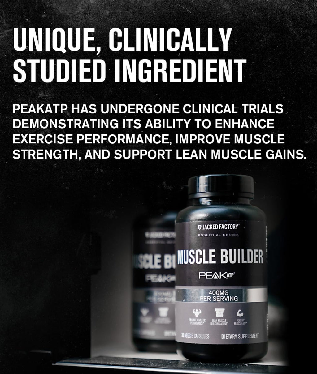 Jacked Factory Essentials Muscle Builder - ATP Muscle Builder for Men with Peak ATP to Support Muscle Gain, Enhance Athletic Performance, & Increase Strength - 30 Capsules Jacked FactoryBuy Supplements Australia