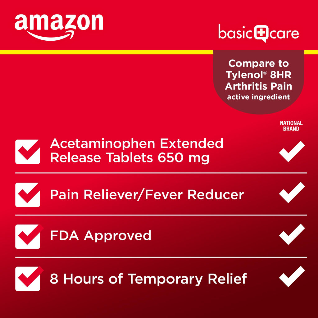 Amazon Basic Care Acetaminophen Extended-Release Tablets, 650 mg, Pain Reliever, Fever Reducer, Arthritis Pain, Headache, Backache, Menstrual Pain, 400 Count Amazon Basic Care buy supplements Au