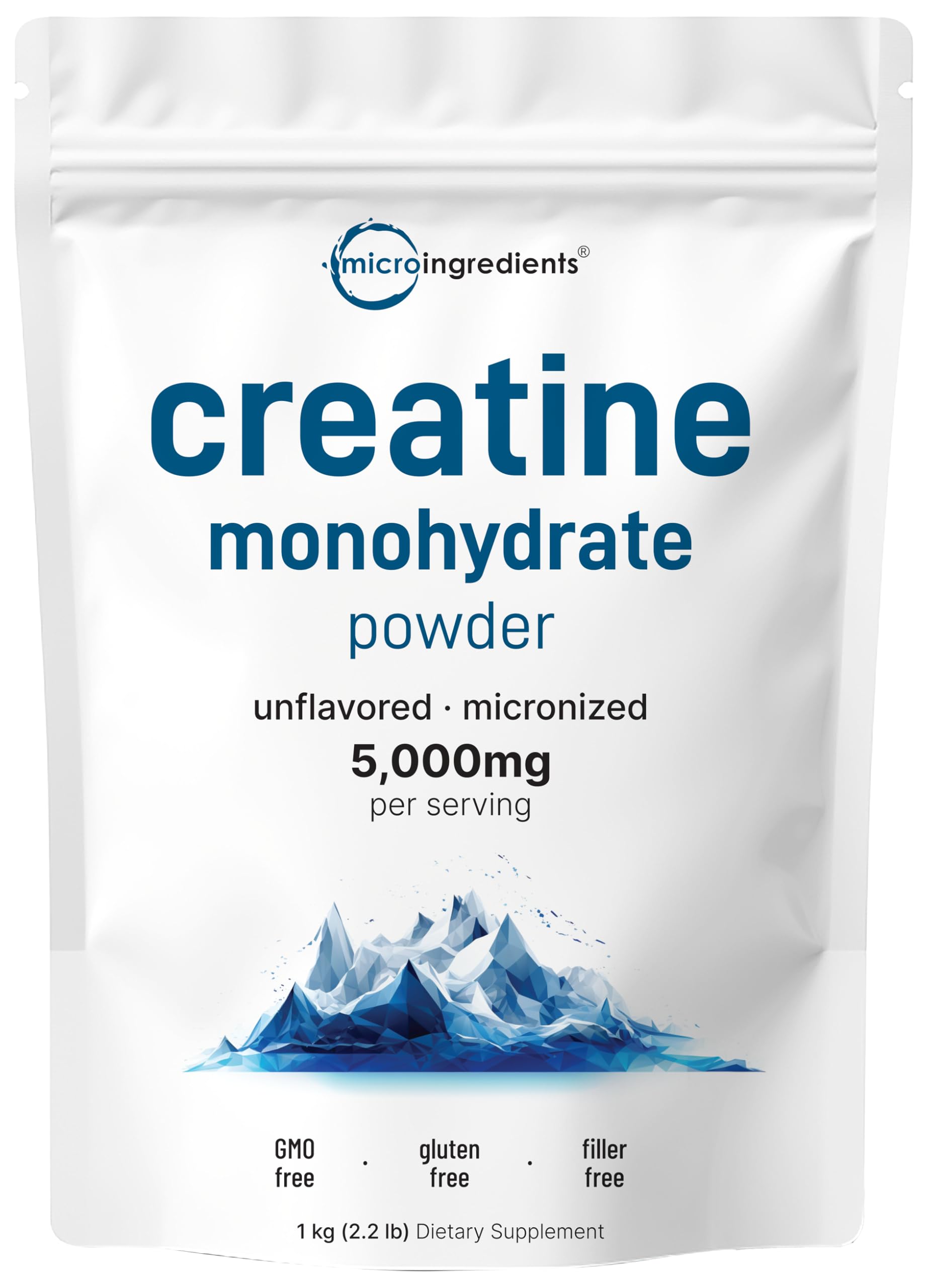 Creatine Monohydrate Powder 1 kg (2.2 Lbs), 5000mg Per Serv, Micronized Creatine Powder, Unflavored, Pure, No Filler, Keto & Vegan Friendly, Easy Dissolve Pre Workout Creatine for Women and Men Micro IngredientsBuy Supplements Australia