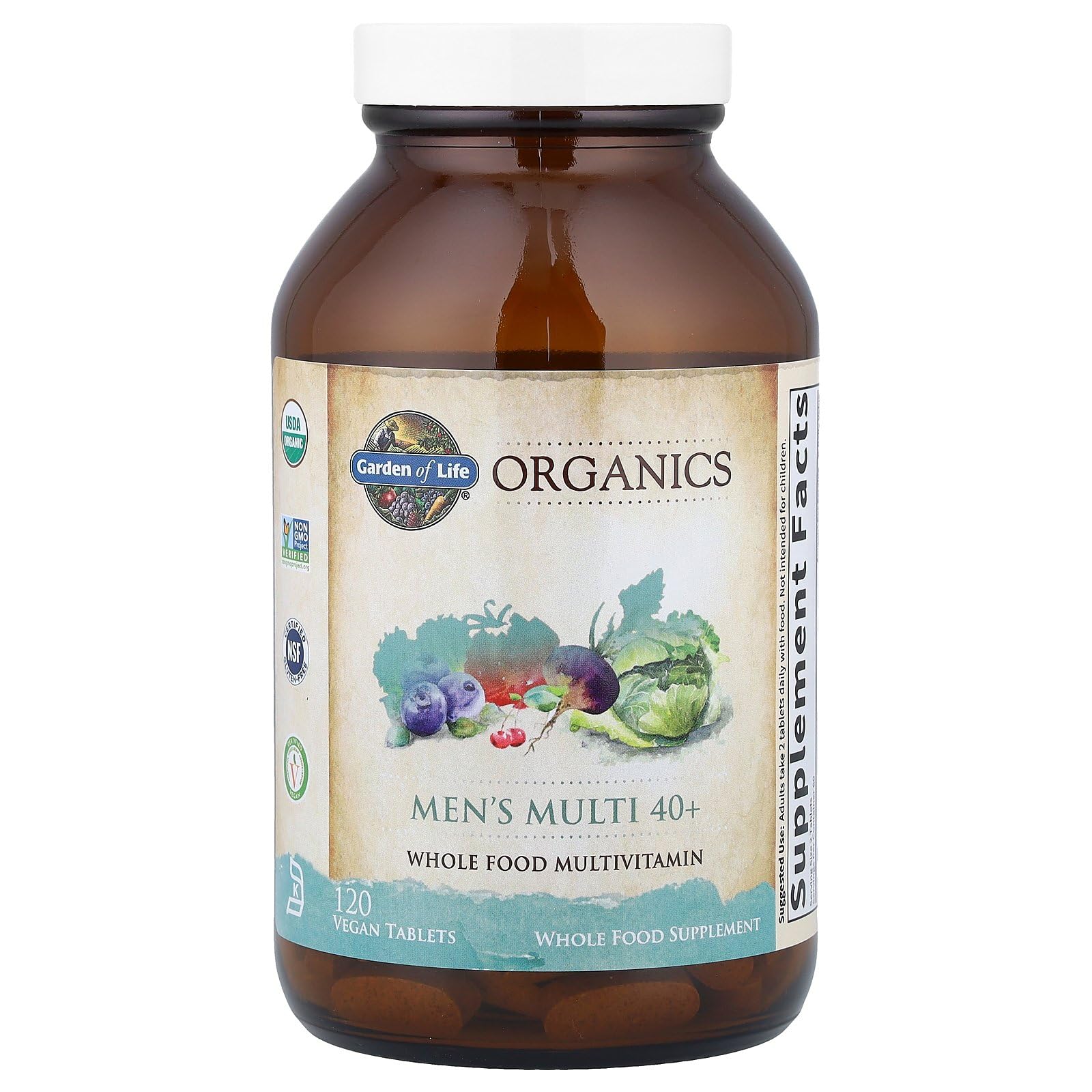 Garden of Life Organics Whole Food Multivitamin for Men 40+ 120 Tablets, Vegan Mens Multi for Health Garden of LifeBuy Supplements Australia