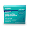Amazon Basic Care Loperamide Hydrochloride packaging on a white background