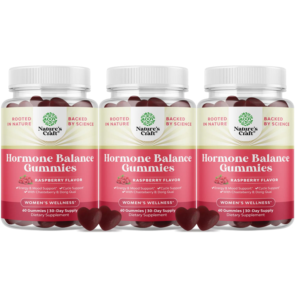 Hormone Balance for Women Gummies of All Ages - PMS Support Supplement for Women to Regulate Menstrual Cycle & Hormonal Balance Menopause & Mood Swings with Vitamin B6 & Dong Quai - 60 Chews - 3 pack Natures CraftBuy Supplements Australia
