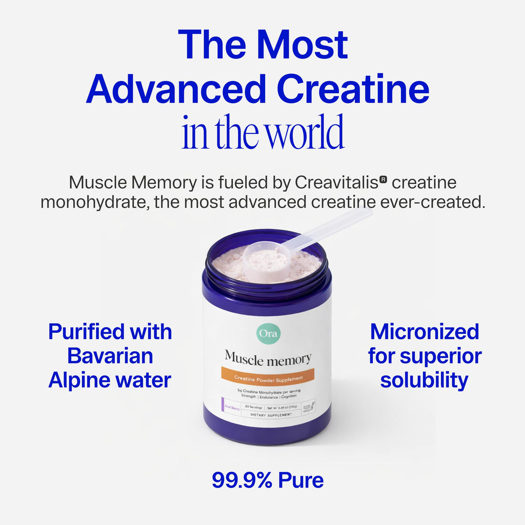 Ora Organic Creatine Monohydrate Powder - German-Sourced Creavitalis for Strength, elevATP for Energy, D-Ribose & Taurine for Recovery - Creatine for Women & Men - Acai Berry Flavor, 30 Servings Ora OrganicBuy Supplements Australia