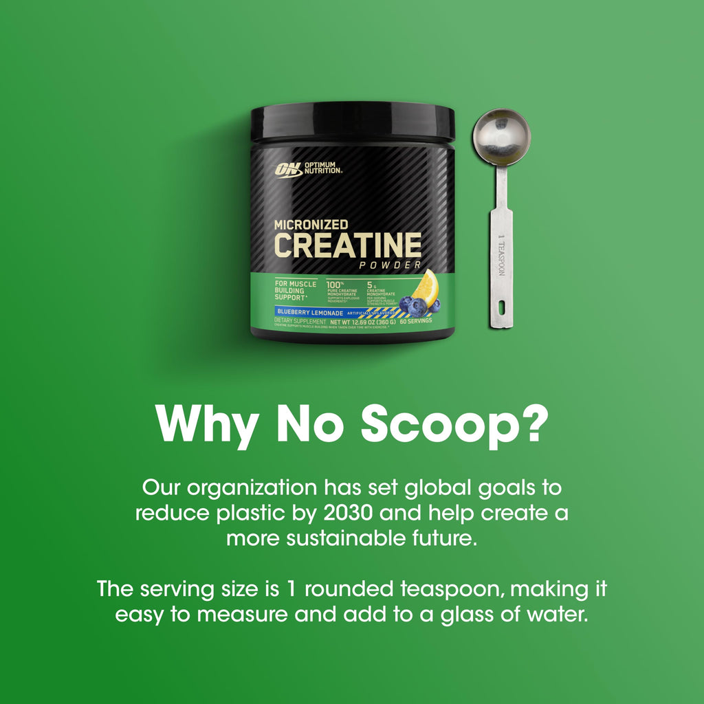 Optimum Nutrition Micronized Creatine Monohydrate Powder, Blueberry Lemonade Creatine, 60 Servings, 360 Grams (Packaging May Vary)